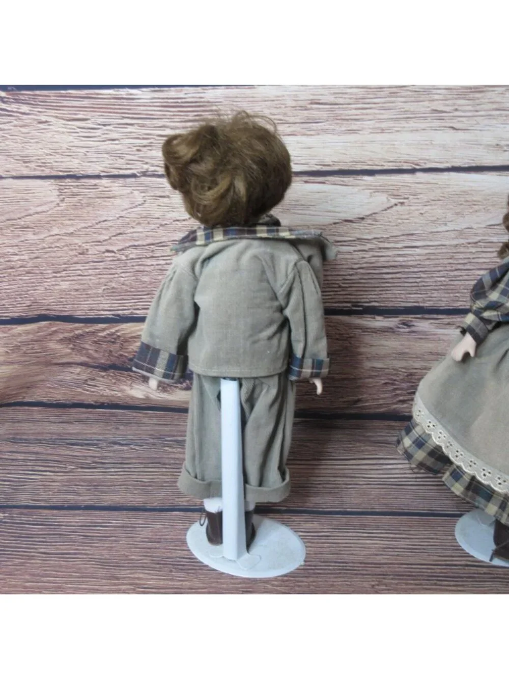 Pair Unique Victorian Kissing Porcelain Dolls Boy & Girl 14